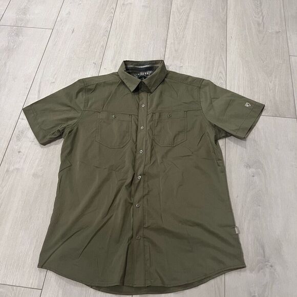 Kuhl Shirt Mens Green Stealth Button Snap Short Sleeve Lightweight Outdoors size - Picture 1 of 7